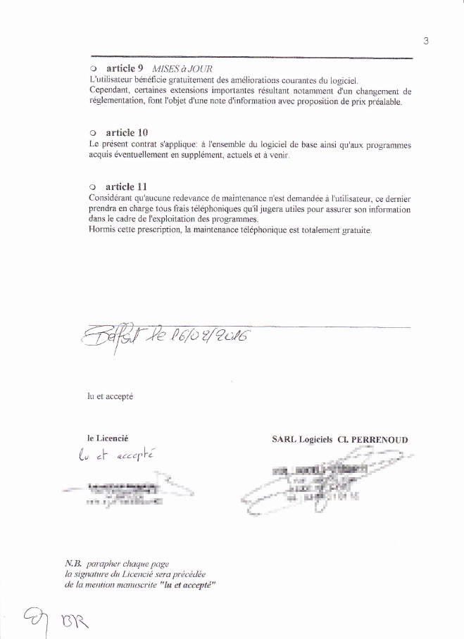 Contrat de licence du logiciel (3/3)